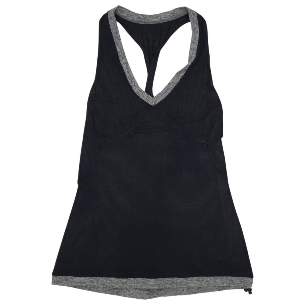 Lululemon Singlet Tank Top Womens 6 Black Gray Racerback Running Yoga Athletic
